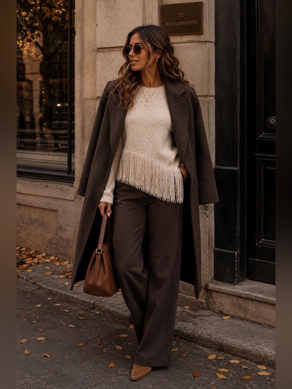Cream Fringe Merino Wool Sweater